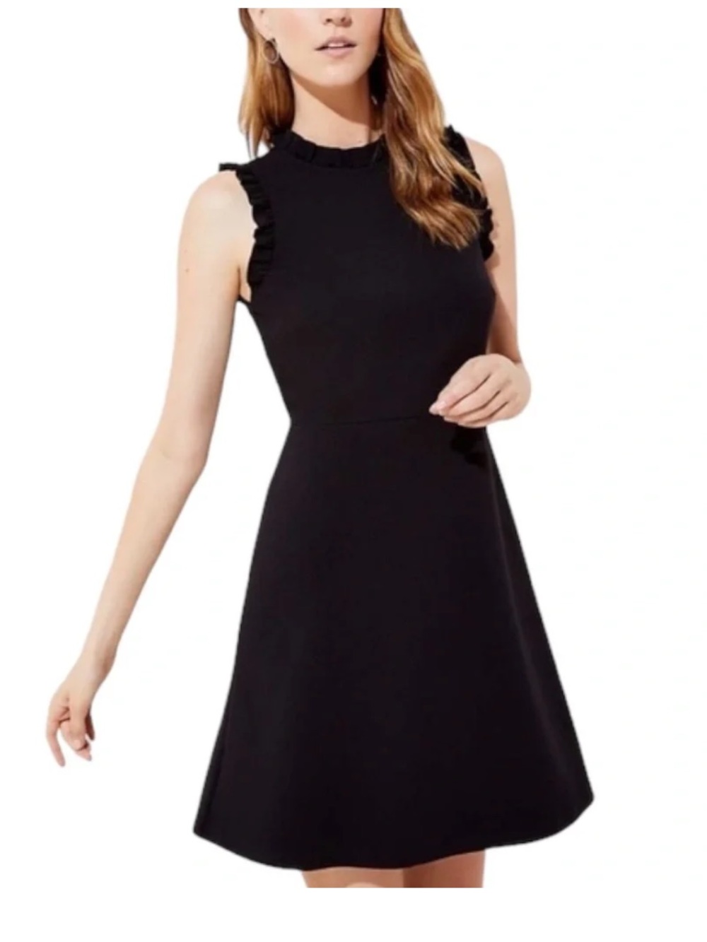 NWT LOFT Ponte Ruffle Sleeveless Little Black
Mini Dress‎ Women’s SZ 6P